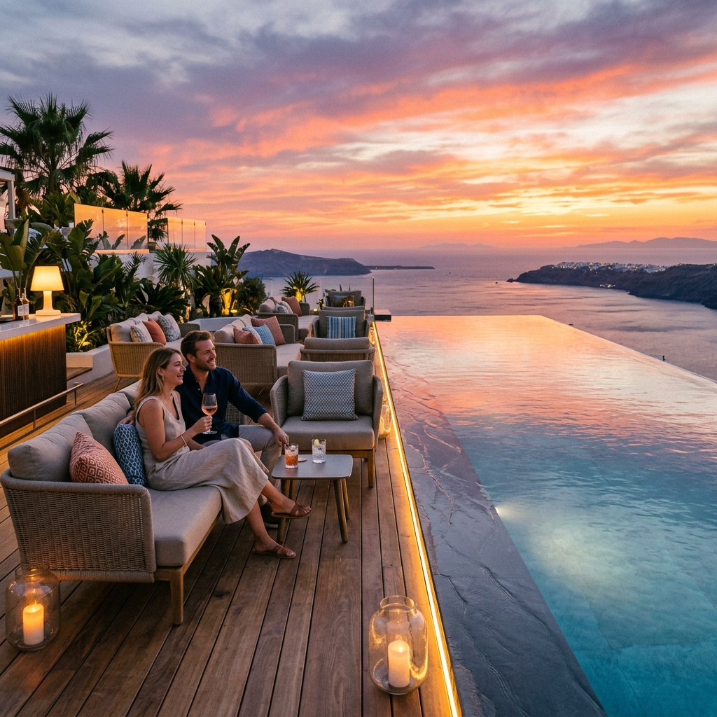 Sleek Sunset Poolside
